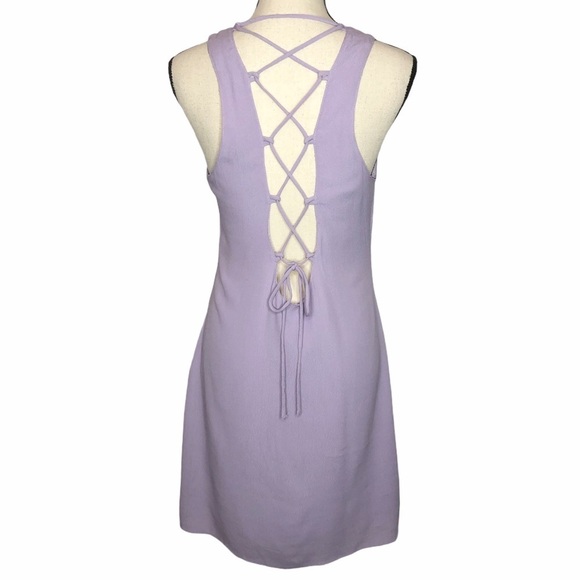 NBD Naven Twins REVOLVE Headspins Laced Back Mini Summer  Dress Light Purple - Picture 6 of 13